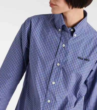 Miu Miu Logo cotton poplin shirt | Thumbnail 4