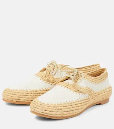 CLERGERIE Idana leather-trimmed straw brogues | Thumbnail 2