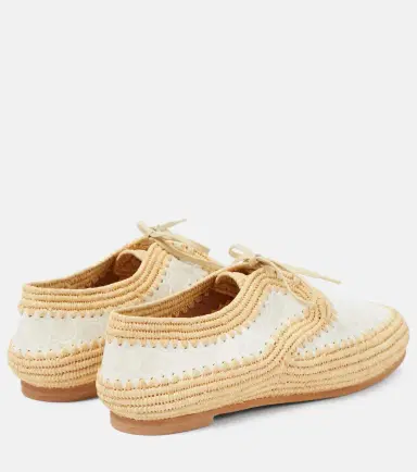CLERGERIE Idana leather-trimmed straw brogues | Thumbnail 3