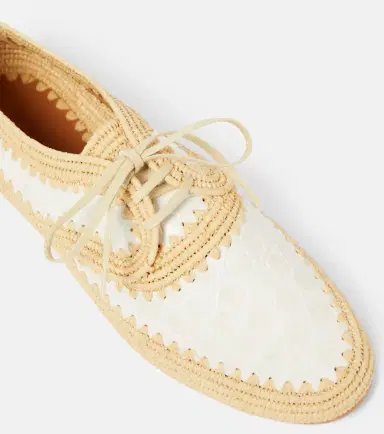 CLERGERIE Idana leather-trimmed straw brogues | Thumbnail 4