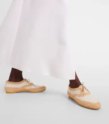 CLERGERIE Idana leather-trimmed straw brogues | Thumbnail 5