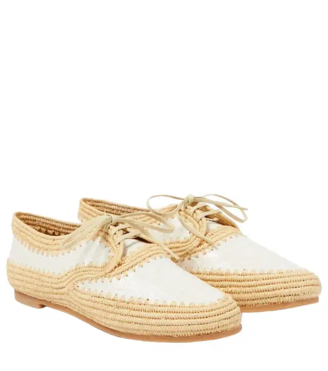 CLERGERIE Idana leather-trimmed straw brogues