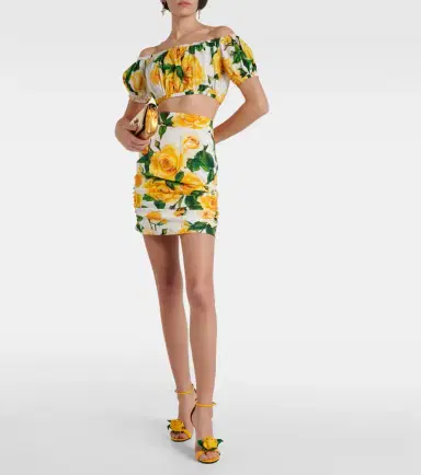 Dolce & Gabbana Floral off-shoulder cotton crop top | Thumbnail 2 Dolce & Gabbana Floral off-shoulder cotton crop top | Thumbnail 2
