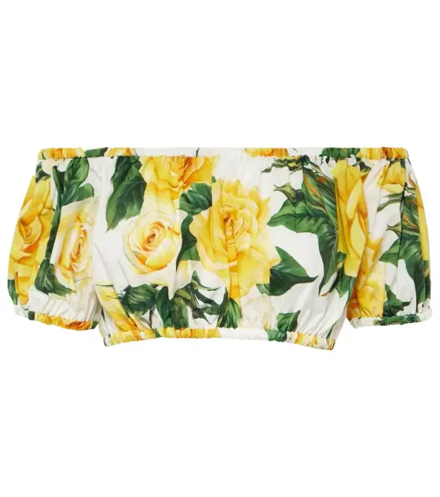 Dolce & Gabbana Floral off-shoulder cotton crop top