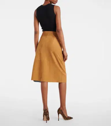 Yves Salomon High-rise leather midi skirt | Thumbnail 5