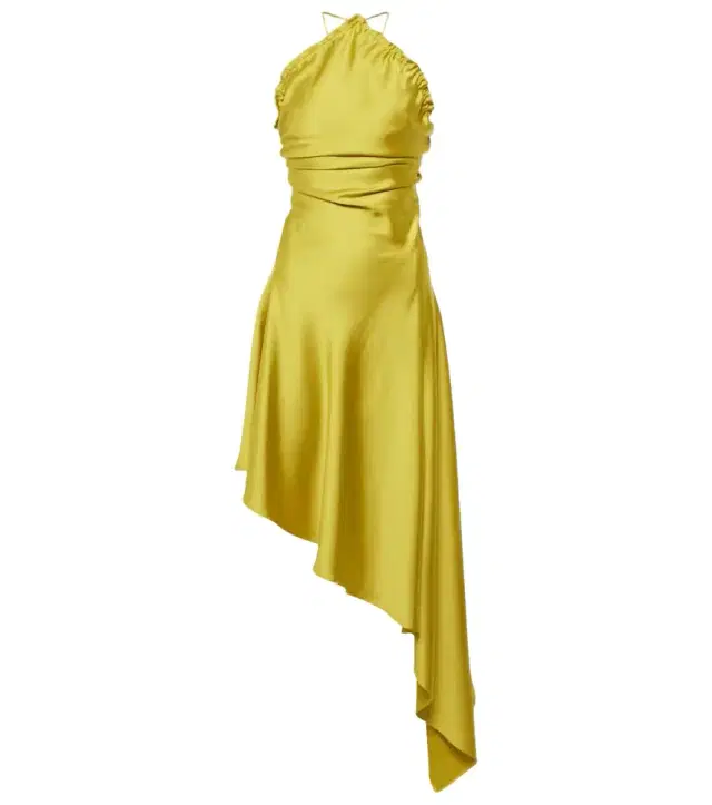 The Attico Feather-trimmed satin gown