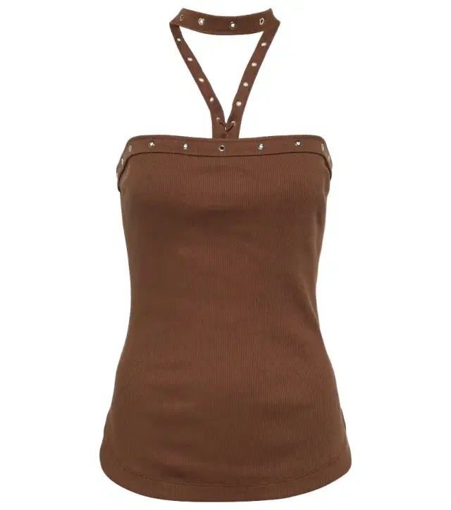 The Attico Ribbed-knit halterneck jersey top