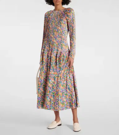 Plan C Floral pleated midi dress | Thumbnail 6