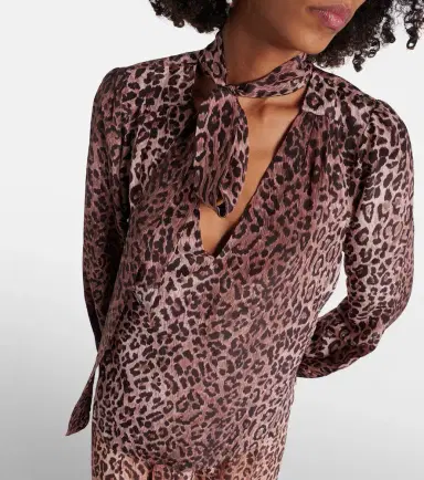 Rixo Moss leopard-print silk blouse | Thumbnail 4