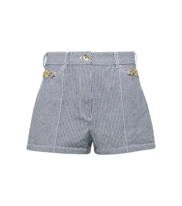 Patou Striped high-rise denim shorts