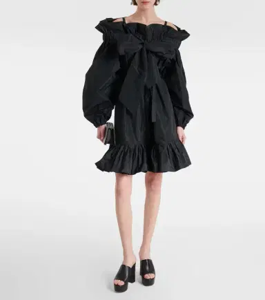 Patou Bow-detail ruffled faille minidress | Thumbnail 5