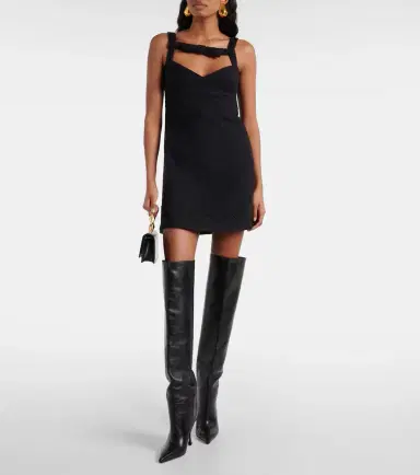 Patou Bow-detail cotton-blend tweed minidress | Thumbnail 2