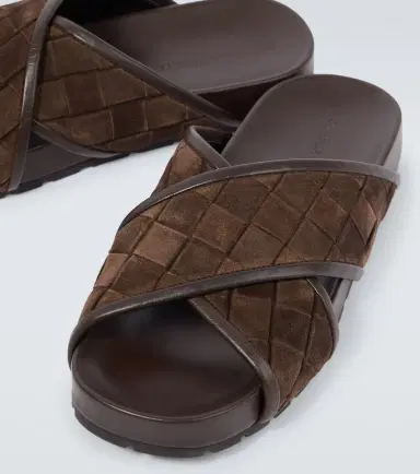 Bottega Veneta Tarik Intrecciato suede slides | Thumbnail 3