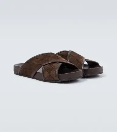 Bottega Veneta Tarik Intrecciato suede slides | Thumbnail 6