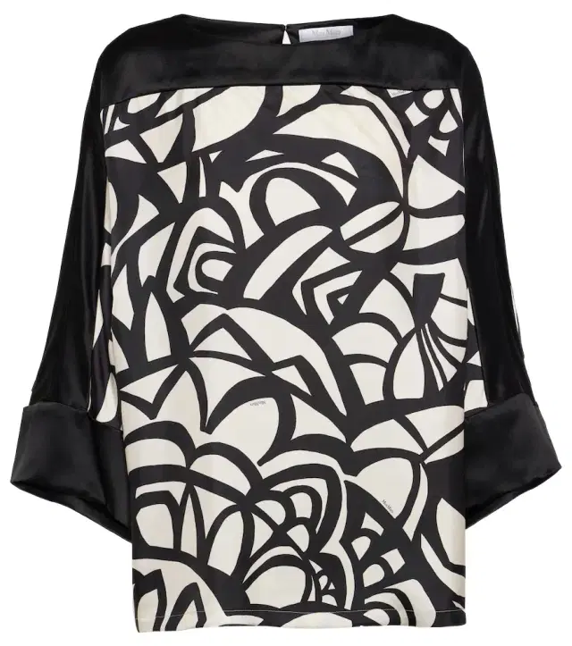 Max Mara Quaglia printed silk satin top