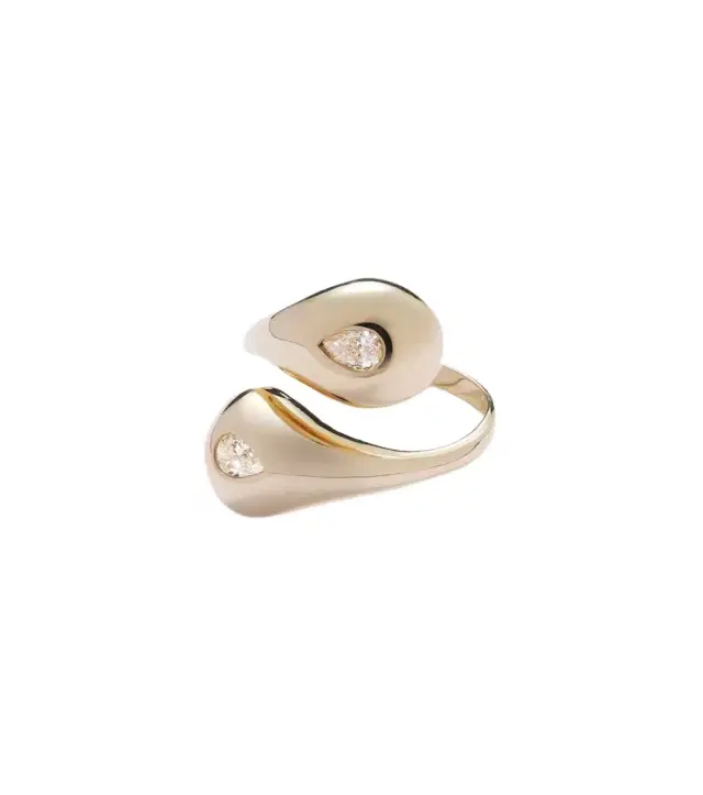 Mateo Water Droplet 14kt gold ring with diamonds