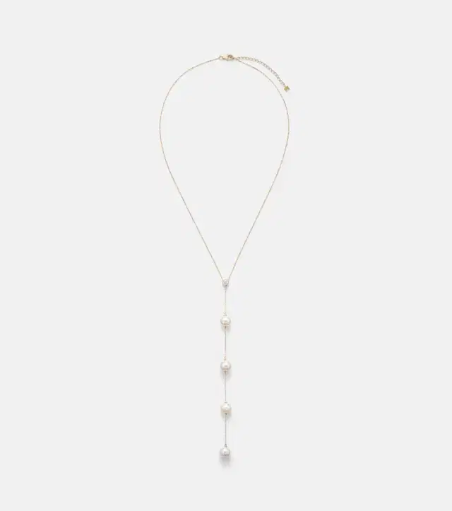Mateo 14kt gold necklace with diamonds and pearls