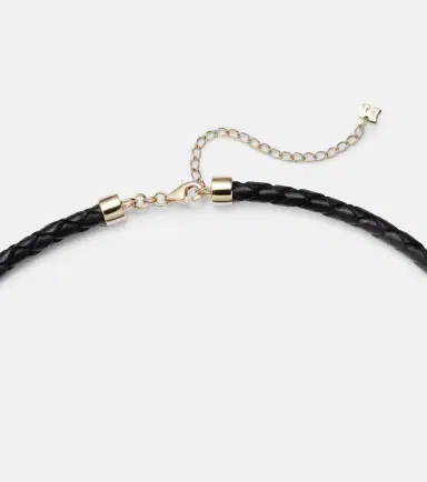 Mateo Water Droplet 14kt gold and leather necklace | Thumbnail 3
