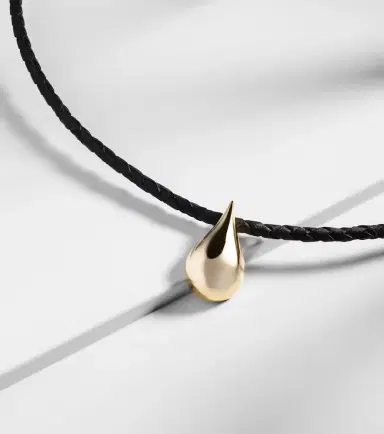 Mateo Water Droplet 14kt gold and leather necklace | Thumbnail 6