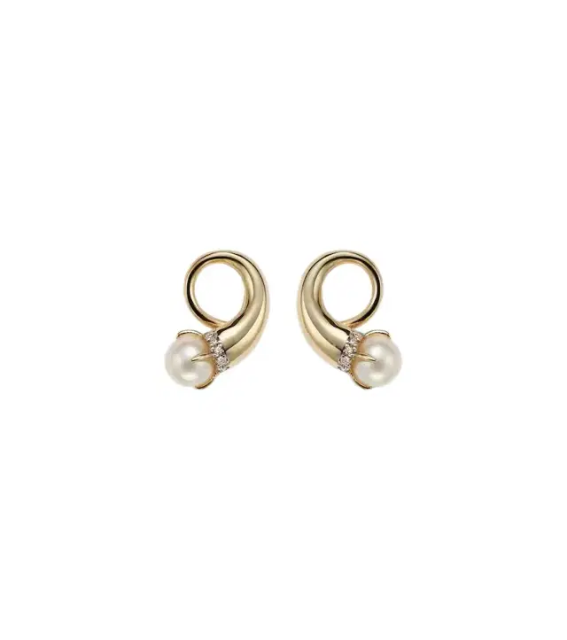 Mateo 14kt gold earrings with diamonds and pearls