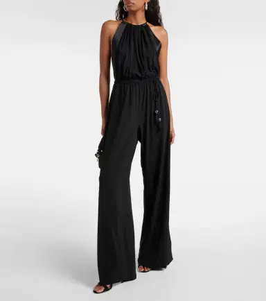 Max Mara Ubi silk satin-trimmed jersey jumpsuit | Thumbnail 7