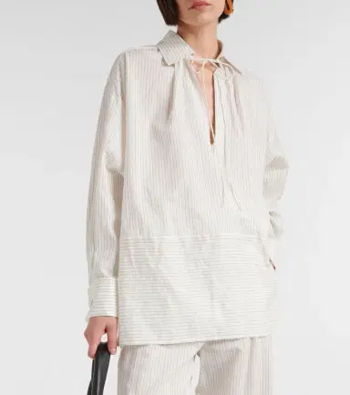 Max Mara Saletta pinstripe cotton and silk shirt | Thumbnail 4