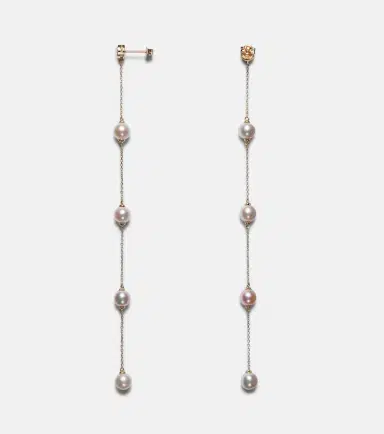 Mateo 14kt gold earrings with diamonds and pearls | Thumbnail 2
