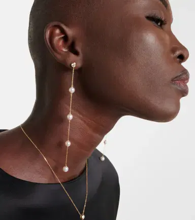Mateo 14kt gold earrings with diamonds and pearls | Thumbnail 4