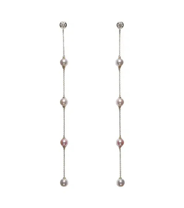 Mateo 14kt gold earrings with diamonds and pearls