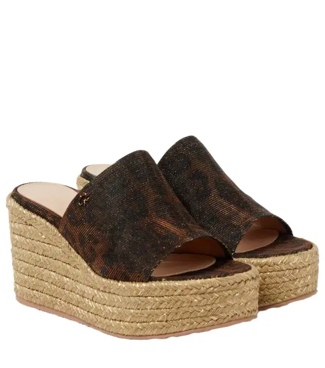 Gianvito Rossi Leopard-print espadrille wedge mules