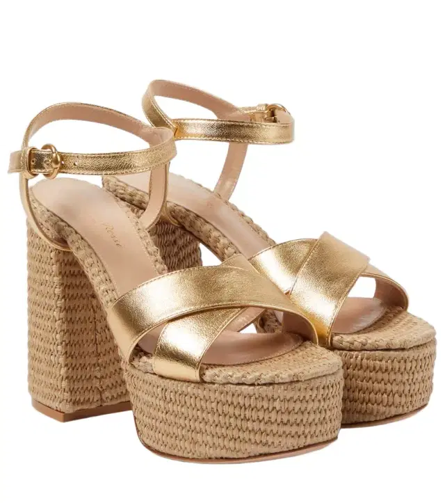 Gianvito Rossi Metallic leather platform sandals