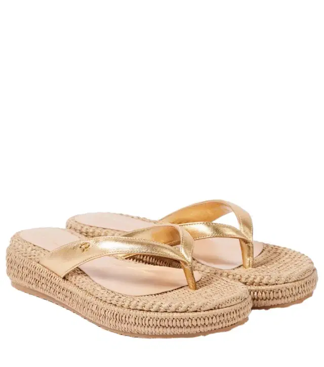 Gianvito Rossi Tahiti woven metallic leather thong sandals