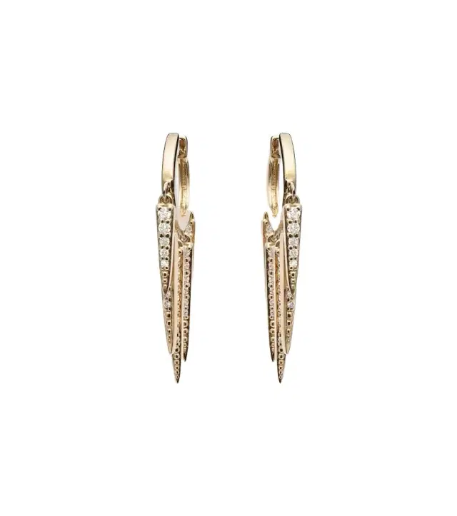 Sydney Evan Fringe Huggie 14kt gold hoop earrings with diamonds