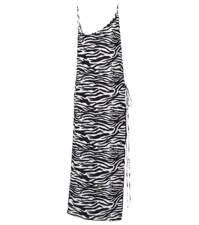 The Attico Zebra-print side-slit midi dress