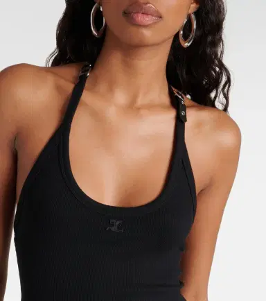 Courreges Courrèges Ribbed-knit cotton-blend jersey minidress | Thumbnail 4