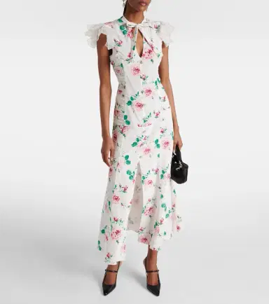 Alessandra Rich Floral silk midi dress | Thumbnail 2