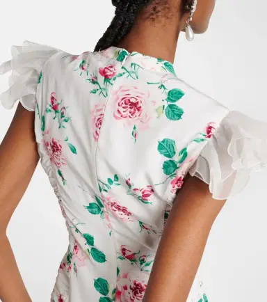 Alessandra Rich Floral silk midi dress | Thumbnail 3