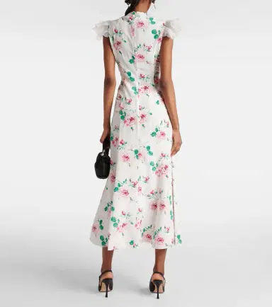 Alessandra Rich Floral silk midi dress | Thumbnail 5