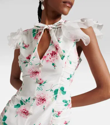 Alessandra Rich Floral silk midi dress | Thumbnail 6