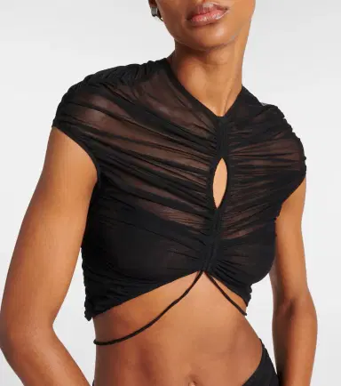 Mugler Cutout mesh crop top | Thumbnail 2