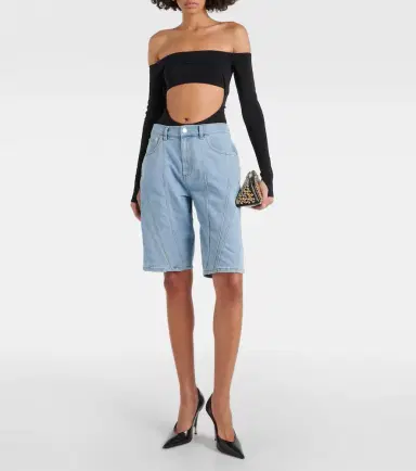 Mugler Spiral wide-leg denim shorts | Thumbnail 4