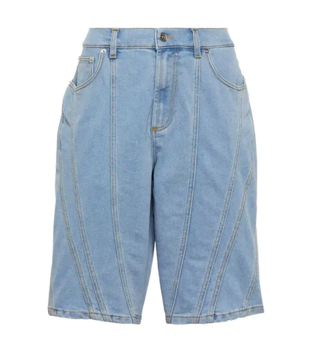 Mugler Spiral wide-leg denim shorts