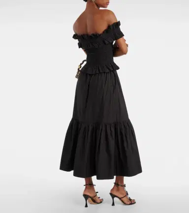 Ganni Smocked off-shoulder cotton poplin top | Thumbnail 2 Ganni Smocked off-shoulder cotton poplin top | Thumbnail 2
