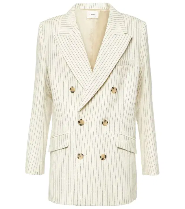 Frame Striped cotton and linen blazer