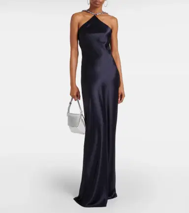 Staud Cadence halterneck satin slip dress | Thumbnail 4