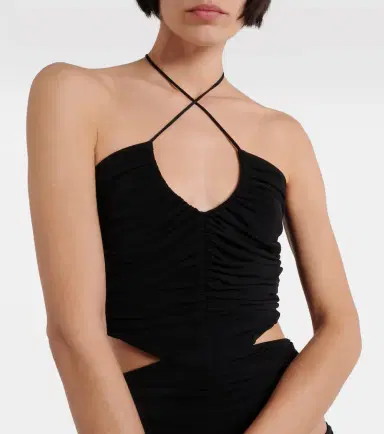 Mônot Mônot Halterneck cutout minidress | Thumbnail 5