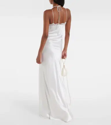 Rodarte Bridal floral-appliqué lace-trimmed silk gown | Thumbnail 4