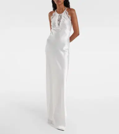 Rodarte Bridal floral-appliqué lace-trimmed silk gown | Thumbnail 6