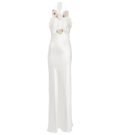 Rodarte Bridal floral-appliqué lace-trimmed silk gown | Thumbnail 1
