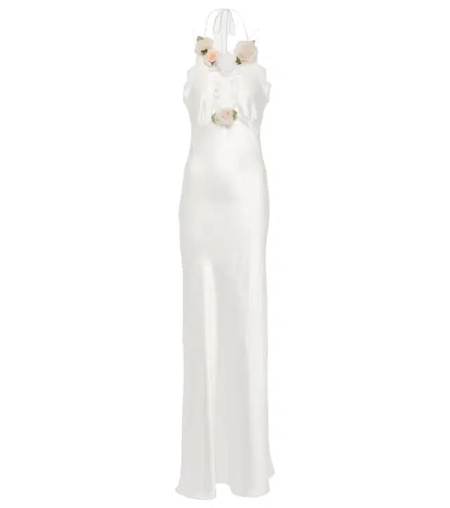 Rodarte Bridal floral-appliqué lace-trimmed silk gown